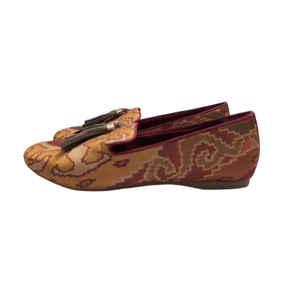 BIRDIES The Starling Rust Tapestry Gold Maroon Tassels Woven Flats Loafers 11